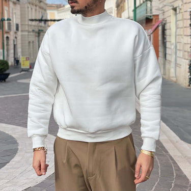 Felpa bianca mezzo collo - FLAG STORE